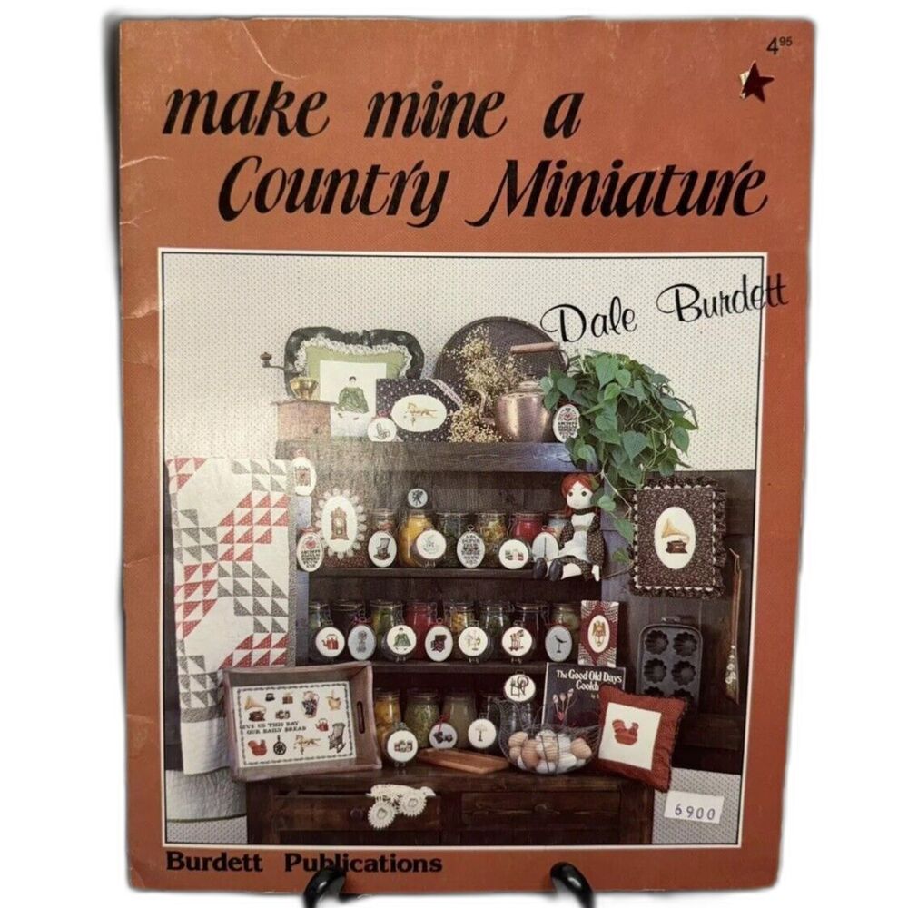 Dale Burdett Make Mine A Country Miniature Cross Stitch Pattern Booklet 1982 OOP